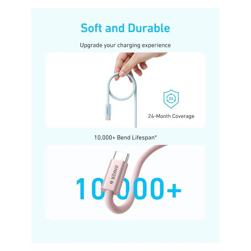 Anker Zolo USB-C to USB-C Braided Cable - 240W / 1.8 Meter / White