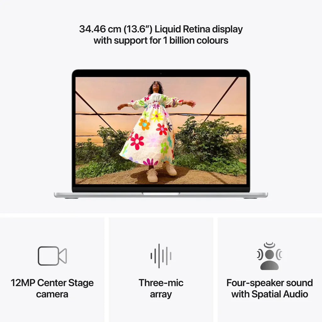Apple MacBook Air - 13.6" / M4 / 10-Core CPU / 8-Core GPU / 16-Core Neural Engine / 16GB RAM / 256GB SSD / English Keys / Silver / 1YW