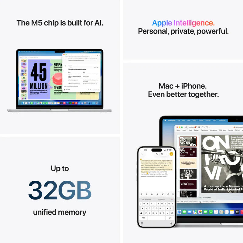 Apple MacBook Air - 13.6" / M5 / 10-Core CPU / 10-Core GPU / 16GB RAM / 1TB SSD / Arb/Eng / Midnight / 1YW