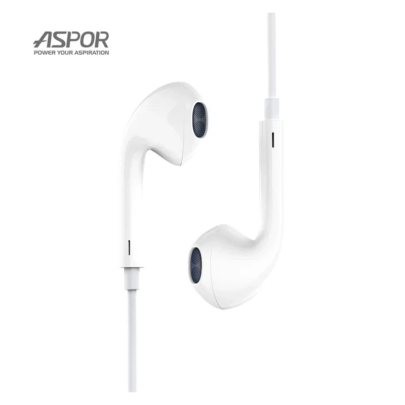 Aspor A212 Wired Earphone - Wired / 1.2 Meters / 3.5mm / White