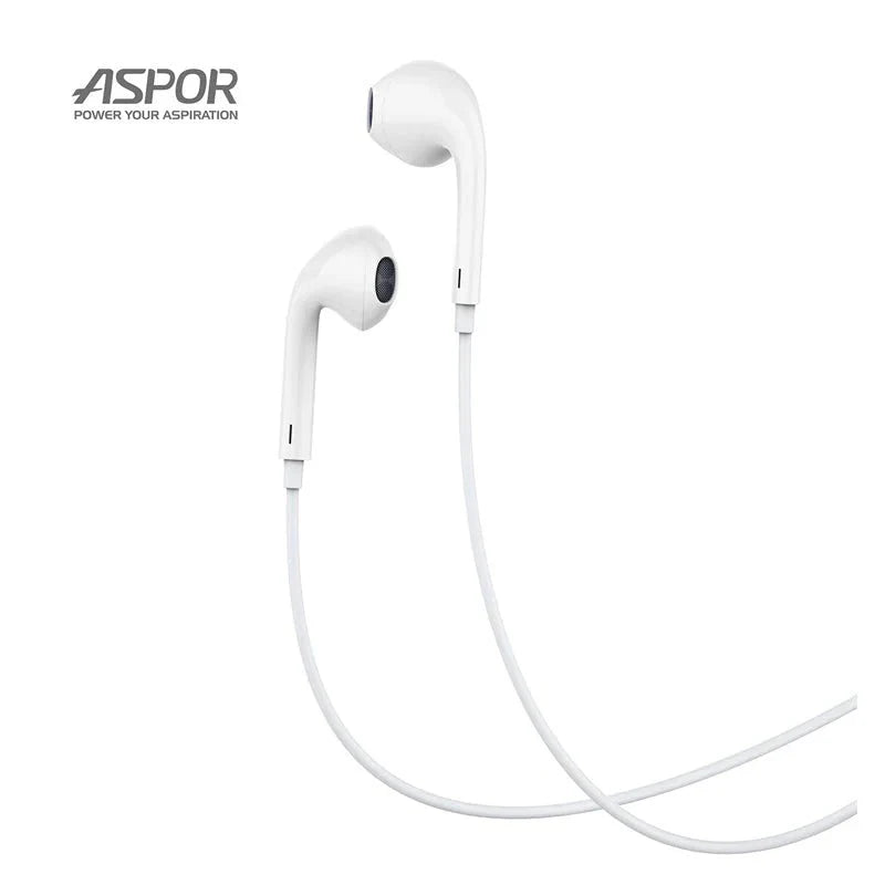 Aspor A212 Wired Earphone - Wired / 1.2 Meters / 3.5mm / White