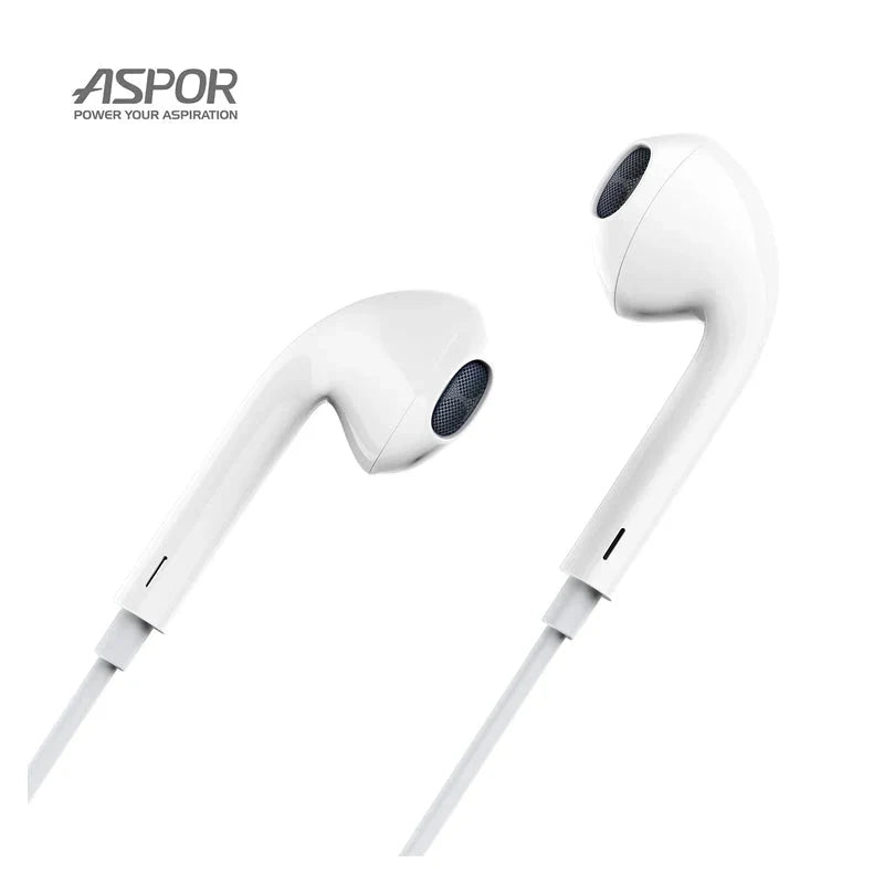 Aspor A212 Wired Earphone - Wired / 1.2 Meters / 3.5mm / White