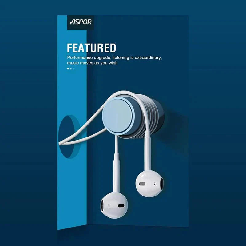 Aspor A215 Wired Earphone - Wired / 1.2 Meters / USB-C / White