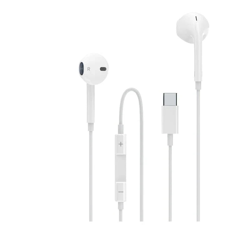 Aspor A215 Wired Earphone - Wired / 1.2 Meters / USB-C / White