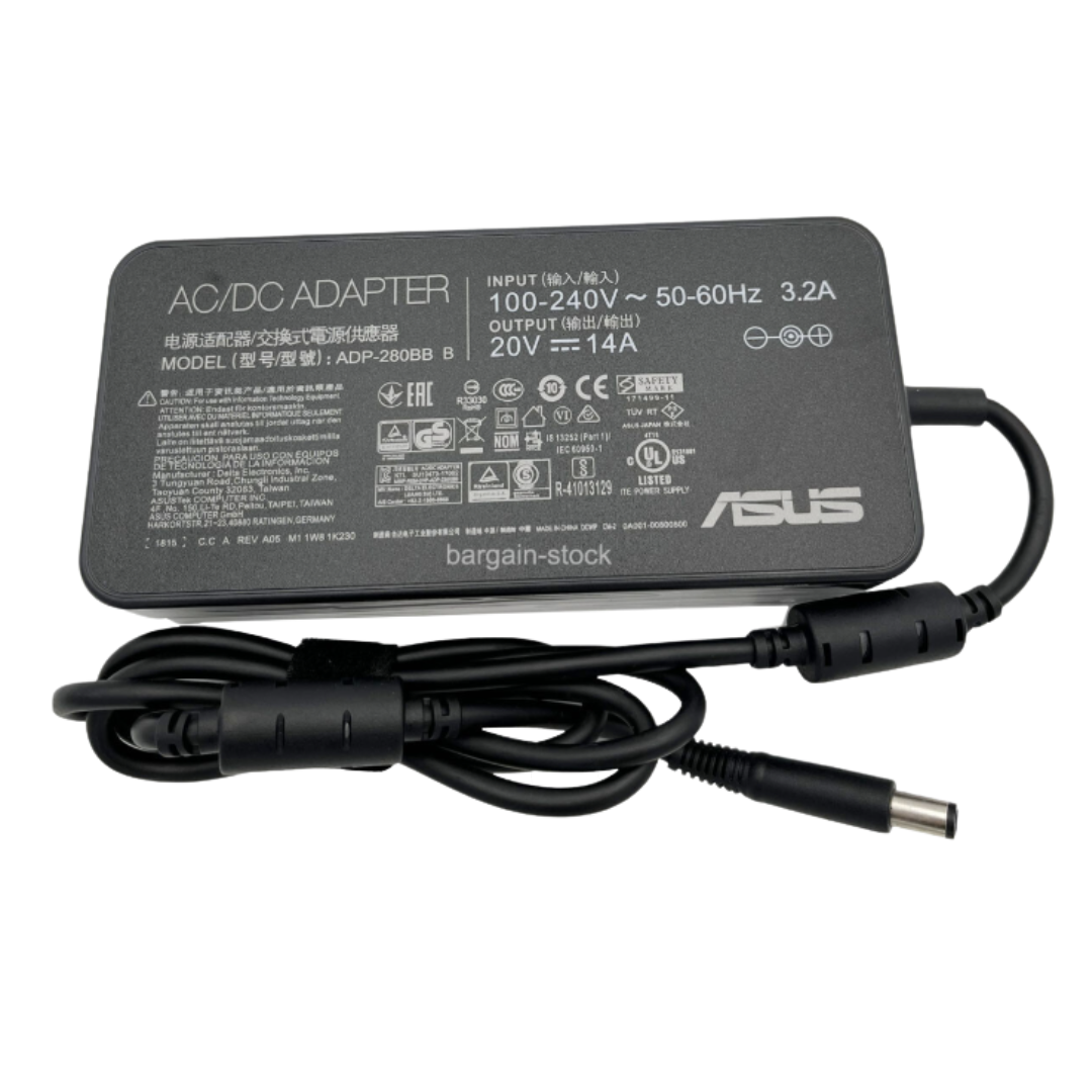 Asus Laptop Charger with Power Cable – 20V 14A 280W (7.4×5.0)
