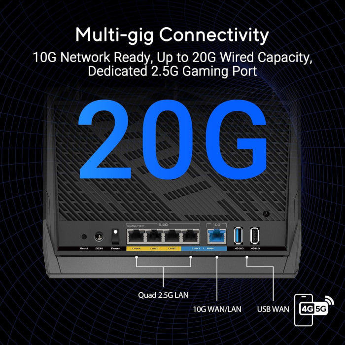 Asus BE6800 Dual Band RT-BE86U Performance Wifi 7 Extendable Router 2.6Hz Quad-Core CPU For Ultra-Fast Network Speed