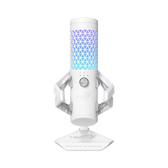 Asus Rog Carnyx USB Gaming Microphone One-Touch Mute Button,Bulit-In Pop Filter,Multi-Functional Control Knob,Metal Shock Mount - White
