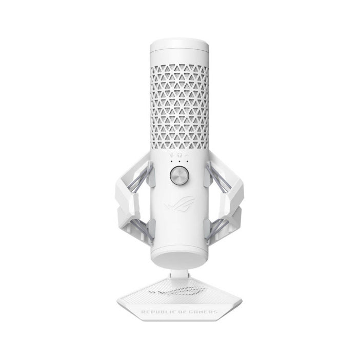 Asus Rog Carnyx USB Gaming Microphone One-Touch Mute Button,Bulit-In Pop Filter,Multi-Functional Control Knob,Metal Shock Mount - White