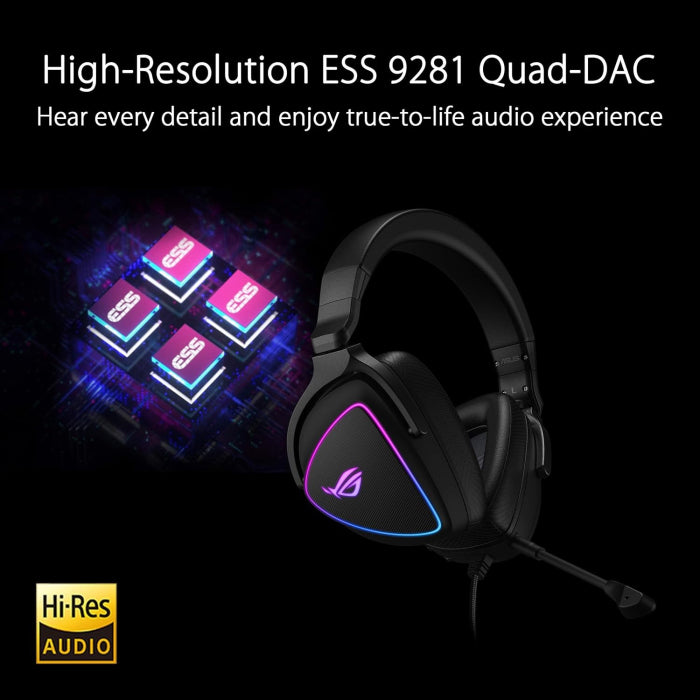 Asus Rog Delta S RGB Quad-DAC Wired Gaming Headset - Black