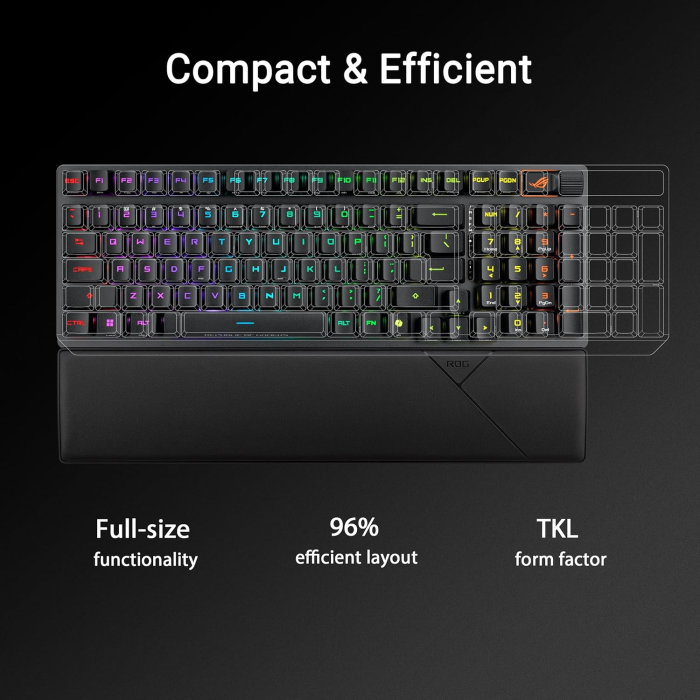 Asus X902 Rog Strix Scope II 96 RX Wireless Optical Mechanical Gaming Keyboard Rog RX Blue Switch Clicky And Speedy (Arabic) - Black