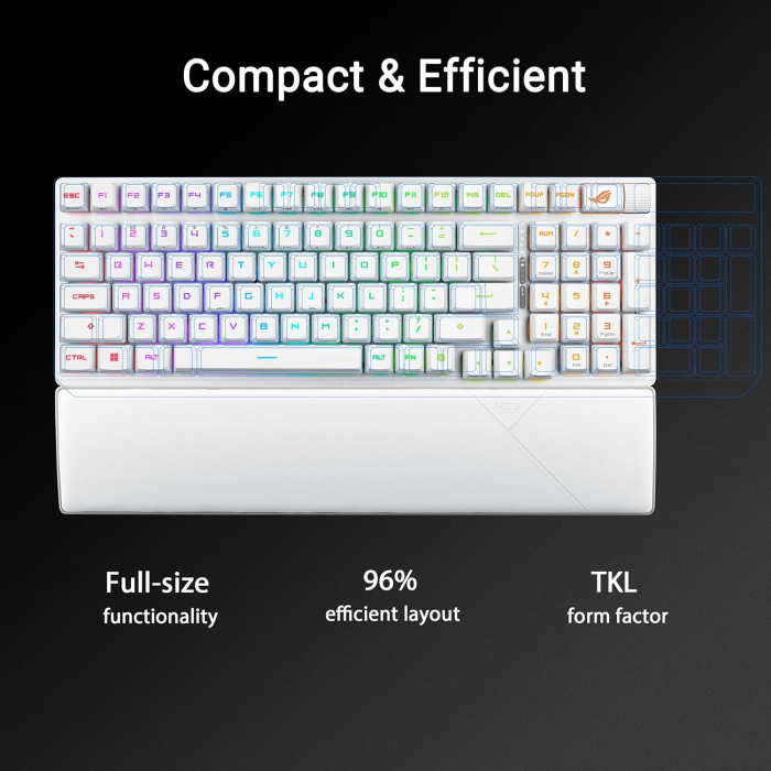 ASUS X902 ROG Strix Scope II 96 RX Wireless Gaming Keyboard, ROG RX Blue Switch, White, Arabic/English