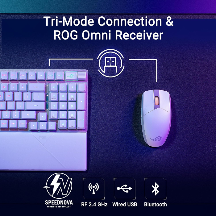 ASUS X902 ROG Strix Scope II 96 RX Wireless Gaming Keyboard, ROG RX Blue Switch, White, Arabic/English