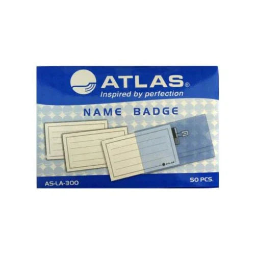 Atlas AS-LA-300 Name Badge with Clip & Pin, 9 x 6cm (Pack of 50)