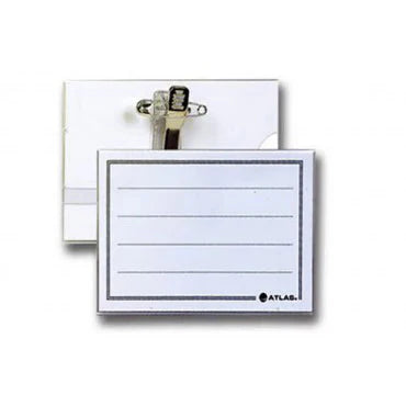 Atlas AS-LA-300 Name Badge with Clip & Pin, 9 x 6cm (Pack of 50)