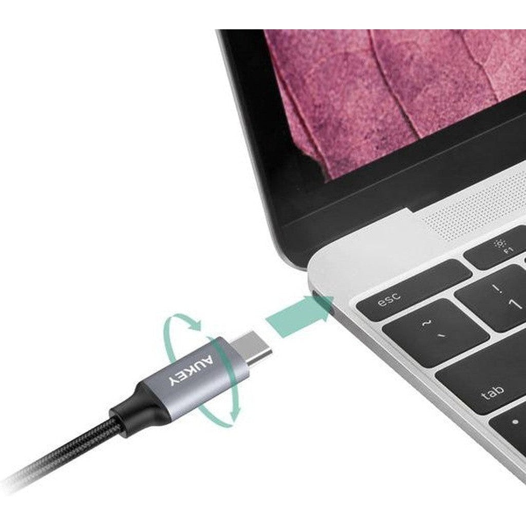 Aukey Braided Nylon Usb 3.0 To Usb-C 2M Cable - Black