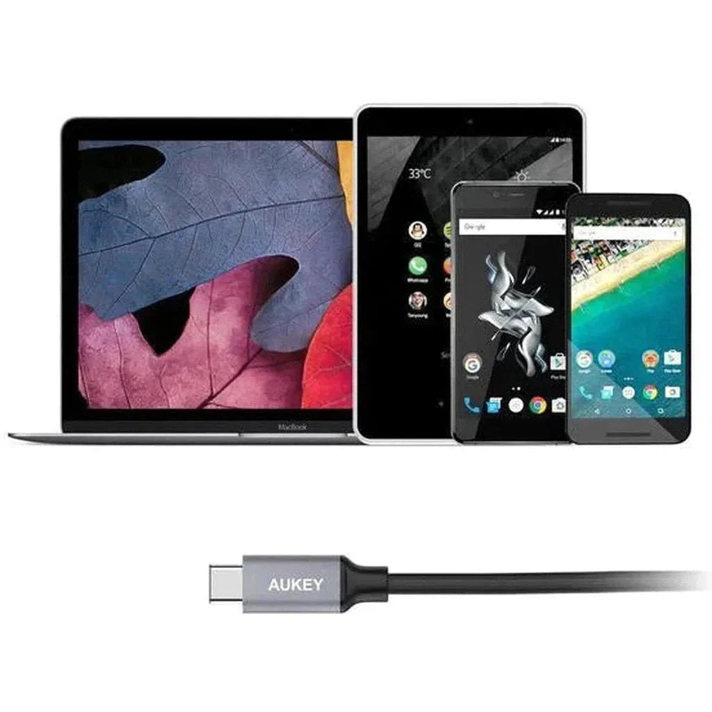 Aukey Braided Nylon Usb 3.0 To Usb-C 2M Cable - Black