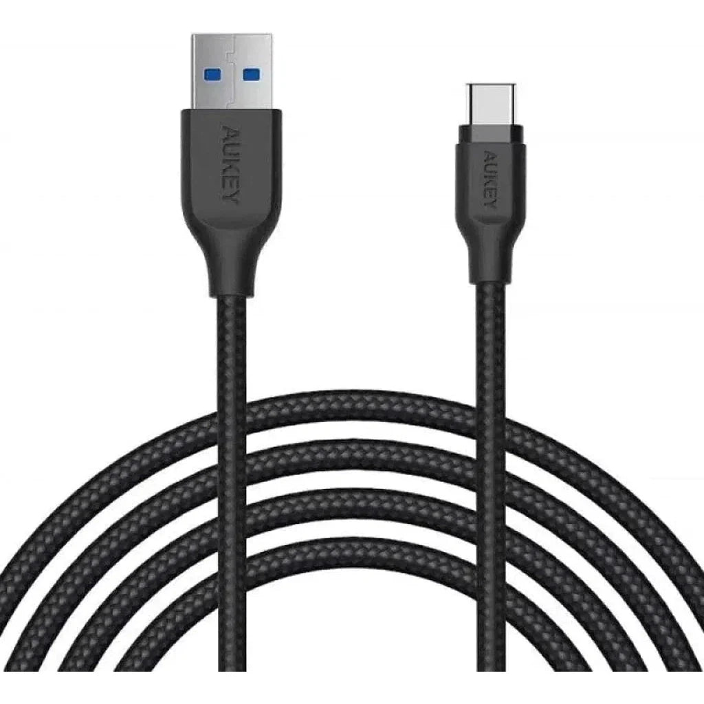 Aukey Braided Nylon USB 3.1 GEN1 to USB-C Cable (2m / 6.6ft) - Black