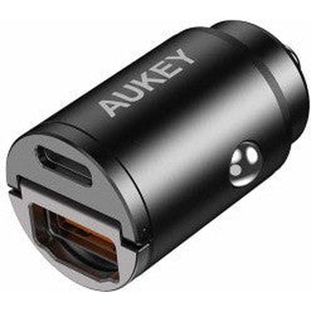 AUKEY CC-A3 BK 30W PD Metal Dual Port Fast Car Charger with PPS & QC 3.0 – Black