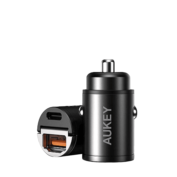AUKEY CC-A3 BK 30W PD Metal Dual Port Fast Car Charger with PPS & QC 3.0 – Black