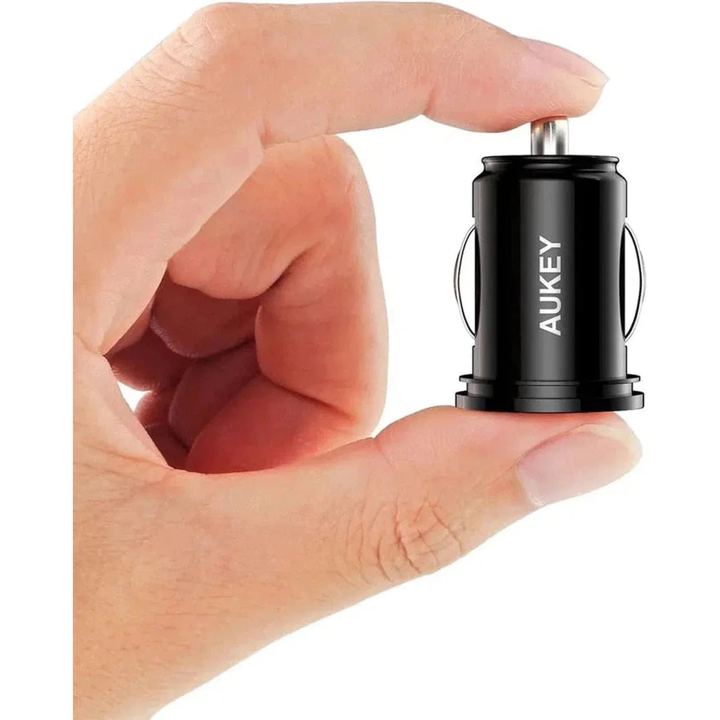 Aukey Cc-S1 Bk 24W Duo-Port Ultra Small Car Charger - Black