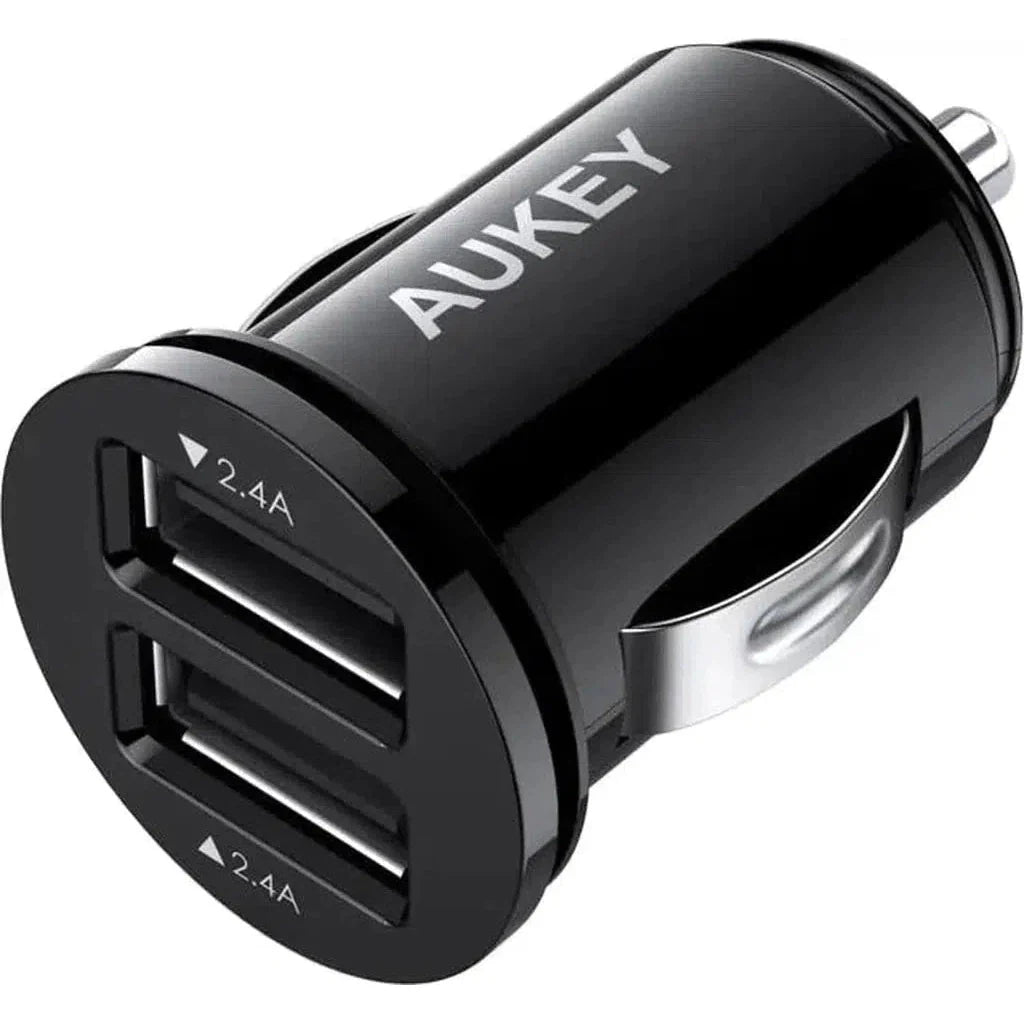 Aukey Cc-S1 Bk 24W Duo-Port Ultra Small Car Charger - Black