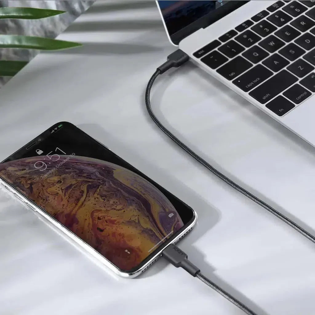 Aukey Nylon Braided 2M Usb-C To Lightning Cable - Black