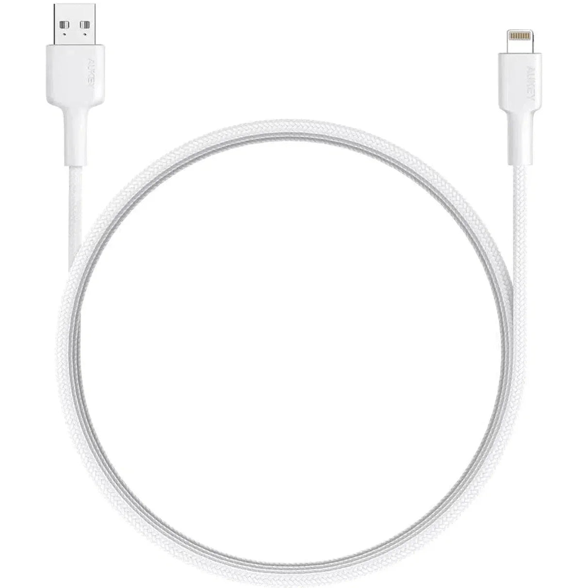 Aukey Nylon Braided Usb A To Lightning Cable - White