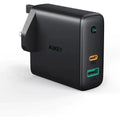Aukey Pa-D3 Bk Dual-Port 60W Pd Wall Charger With Dynamic Detect With C To C Cable