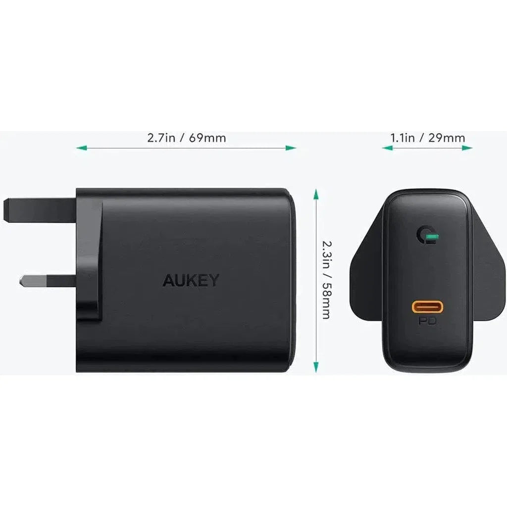 Aukey Pa-D4 Bk 60W Pd Wall Charger With Gan Power Tech With C To C Cable