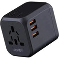 Aukey Pa-Ta04 Universal Adapter With 2 Usd Ports & 30W Pd Port - Black