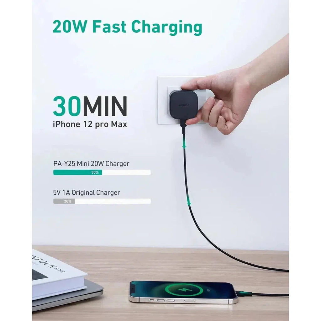 Aukey Pa-Y25 Bk 20W Single Port Pd Charger- Black