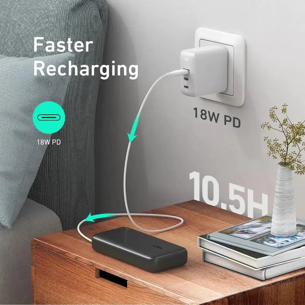 Aukey Pb-N74S 20000Mah Power Bank With 18W Power Delivery & Qc 3.0 - Black