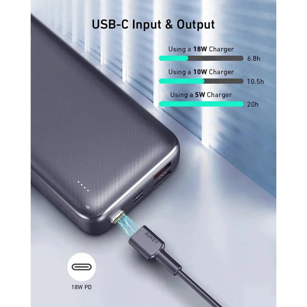 Aukey Pb-N74S 20000Mah Power Bank With 18W Power Delivery & Qc 3.0 - Black