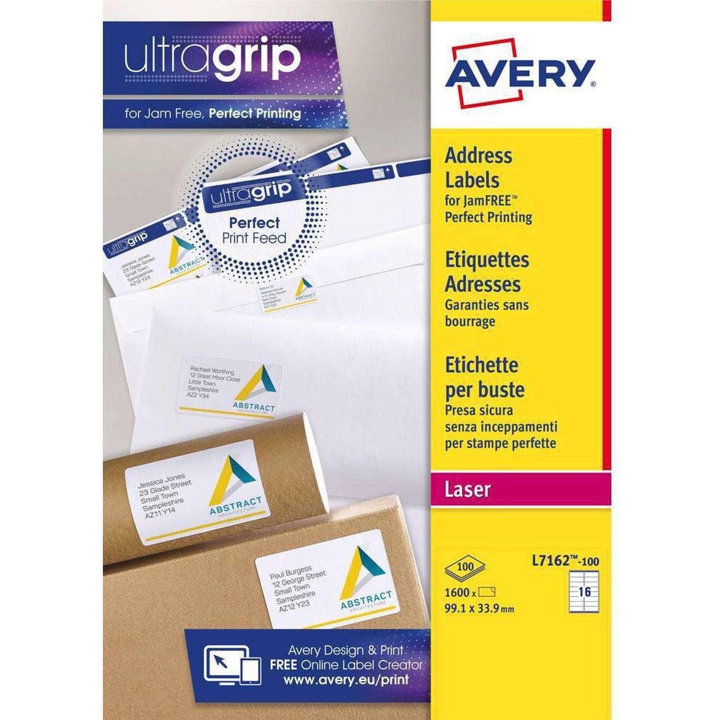 Avery Self Adhesive Address Mailing Labels L7162-100