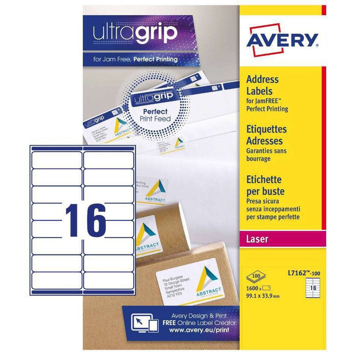 Avery Self Adhesive Address Mailing Labels L7162-100