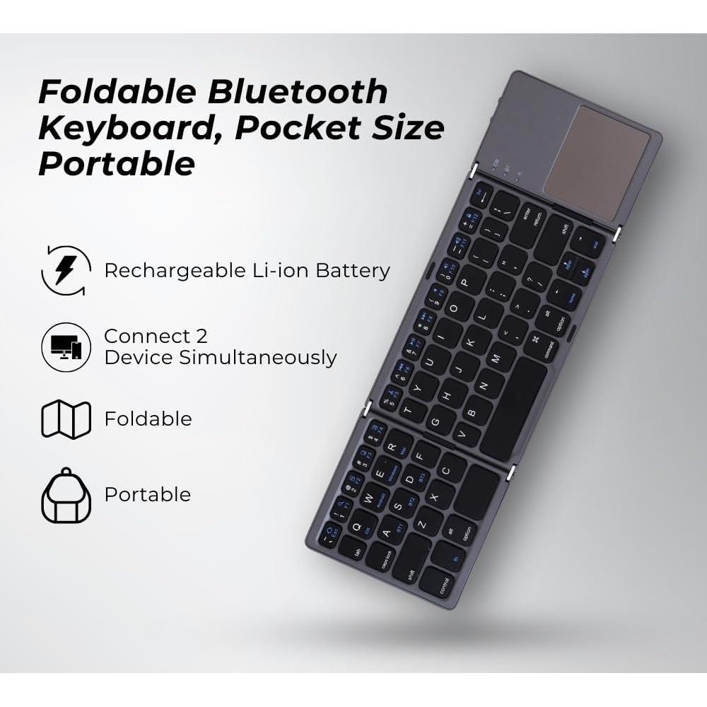 B033 Mini Folding Keyboard Bluetooth Foldable Wireless Keypad with Touchpad for Windows