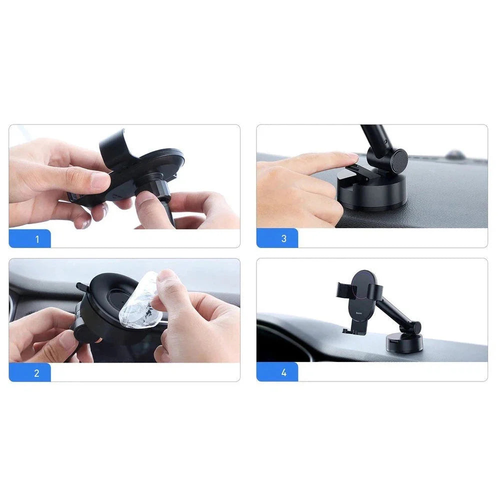 BASEUS CAR MOUNT HOLDER W SUCTION BASE BLK