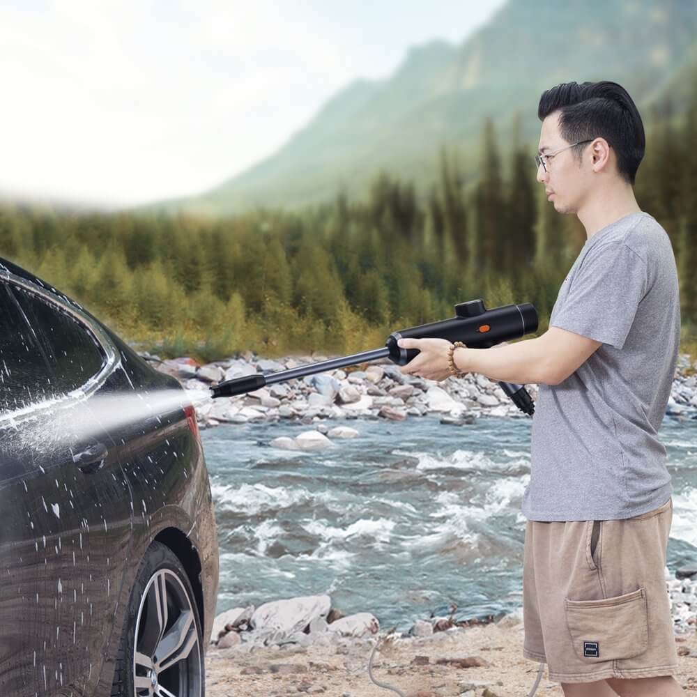 BASEUS Dual Power Portable Electric Car Wash Spray Nozzle - Black