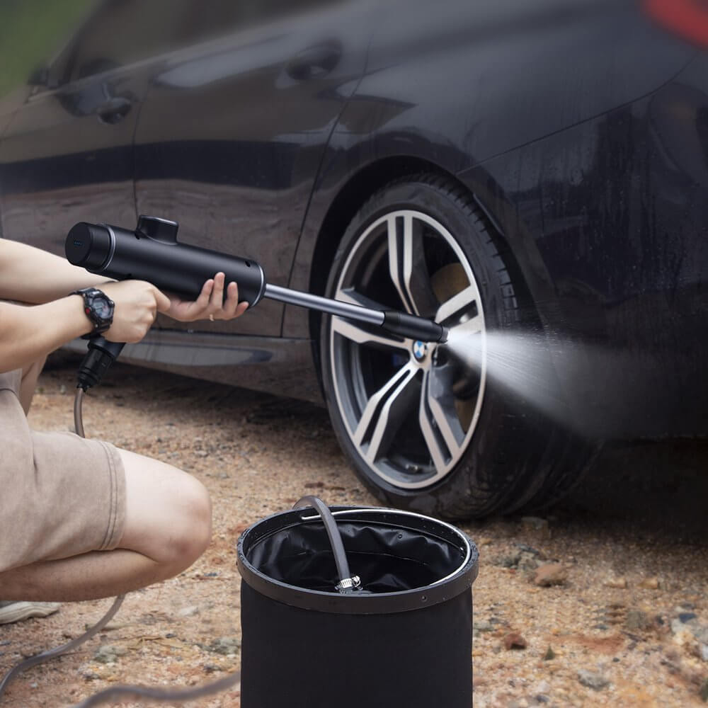 BASEUS Dual Power Portable Electric Car Wash Spray Nozzle - Black