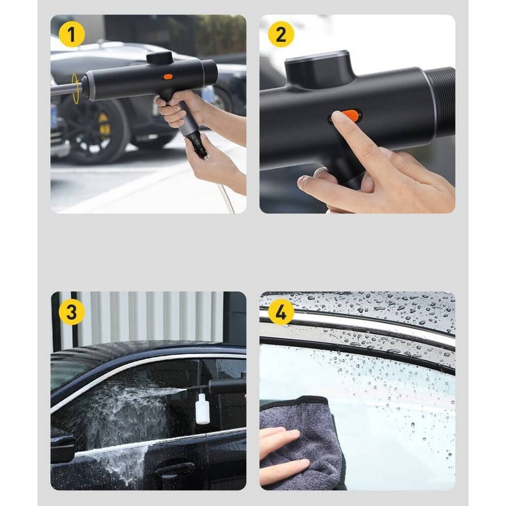BASEUS Dual Power Portable Electric Car Wash Spray Nozzle - Black