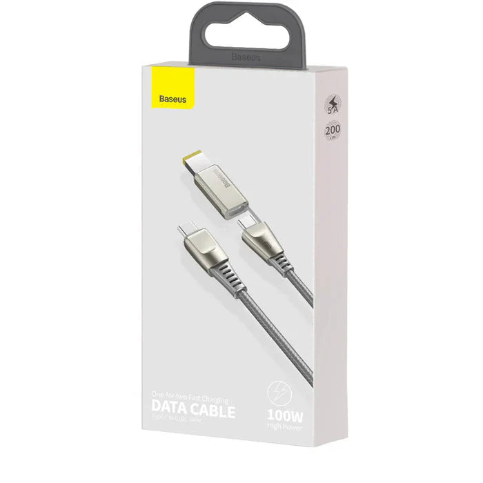 BASEUS FLASH SERIES ONE-FOR-TWO FAST CHARGING DATA CABLE WITH SQUARE HEAD