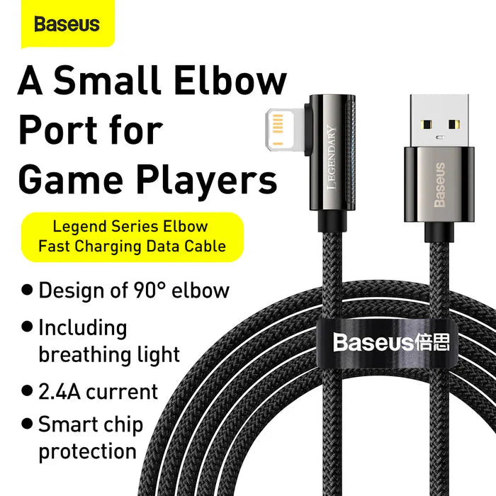 BASEUS LEGEND SERIES DATA CABLE USB TO LIGHTNING 2.4A  1MTR