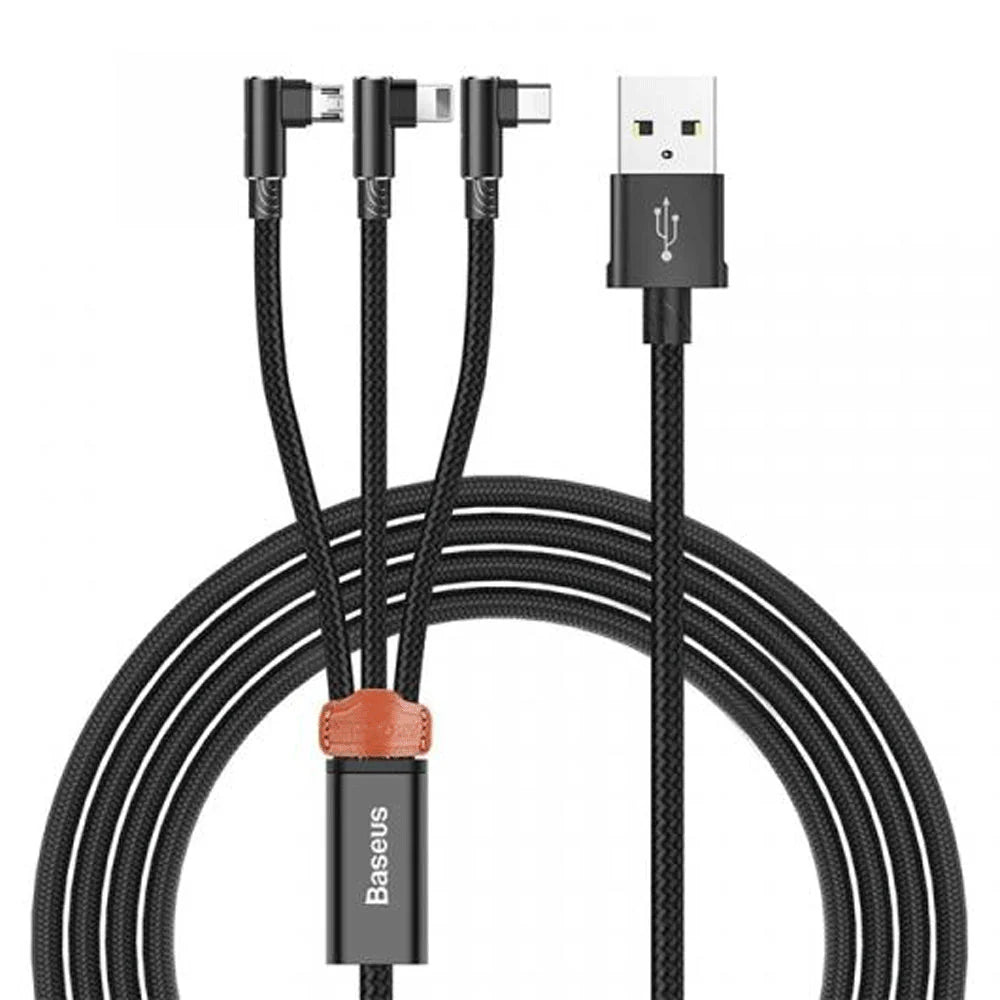 BASEUS MVP Cable 3 In 1 USB Output For iPhone + Type-C + Micro 3.5A Max 1.2M CAMLT-WZ01