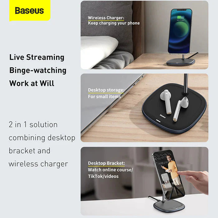 BASEUS SWAN MAGNETIC DESKTOP BRACKET WIRELESS CHARGER