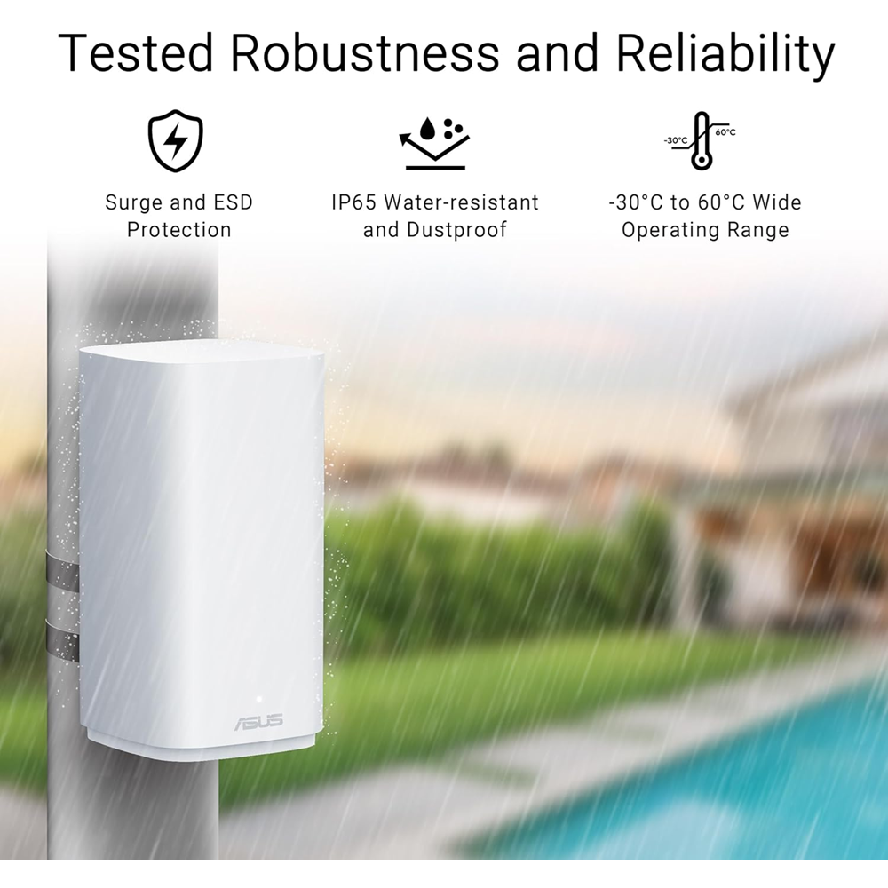 ASUS ZenWiFi BD4 Outdoor WiFi 7 BE3600 AiMesh Extendable Router Dual 2.5G Ports – 1 Unit