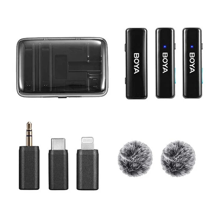 BOYA Microphone W-case with Lightning-Type C- 3.5mm connector