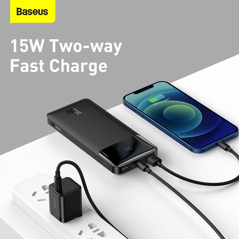 Baseus 10000mAh 15W Bipow Digital Display Power Bank - Black