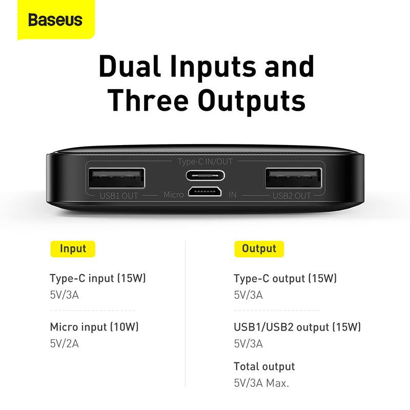 Baseus 10000mAh 15W Bipow Digital Display Power Bank - Black