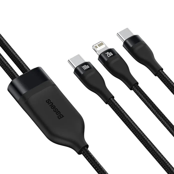 Baseus 100W Fast Charging 2 IN 1 Type C to Lightning + Type C