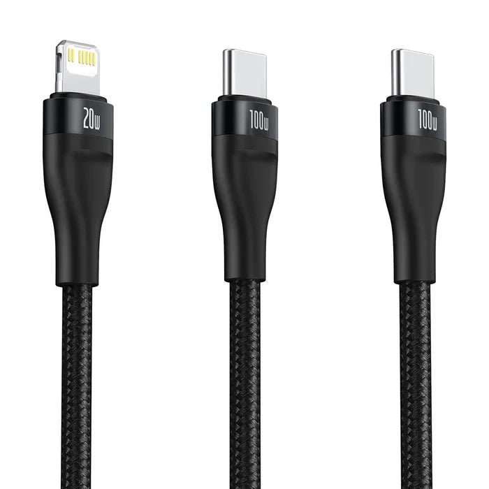Baseus 100W Fast Charging 2 IN 1 Type C to Lightning + Type C